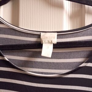 Chico's Black and Gray Striped Top